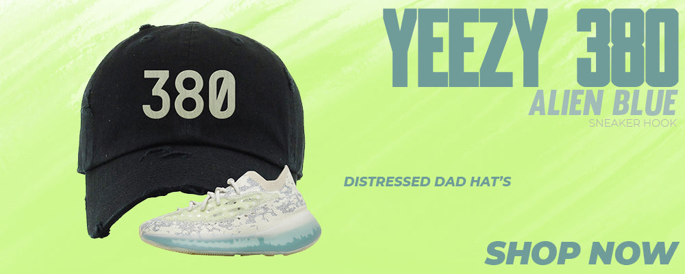 Alien Blue 380s Distressed Dad Hats to match Sneakers | Hats to match Alien Blue 380s Shoes