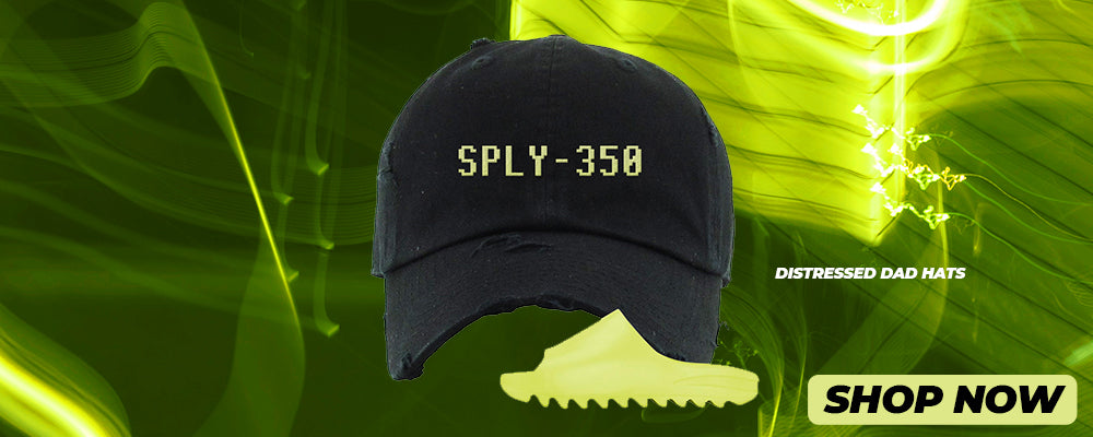 Glow Green Slides Distressed Dad Hats to match Sneakers | Hats to match Glow Green Slides Shoes