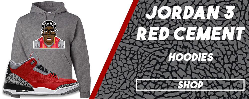 Jordan 3 All Star Red Cement Pullover Hoodies to match Sneakers | Hoodies to match Chicago Exclusive Jordan 3 Red Cement Shoes