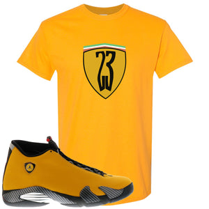 yellow ferrari 14s outfit