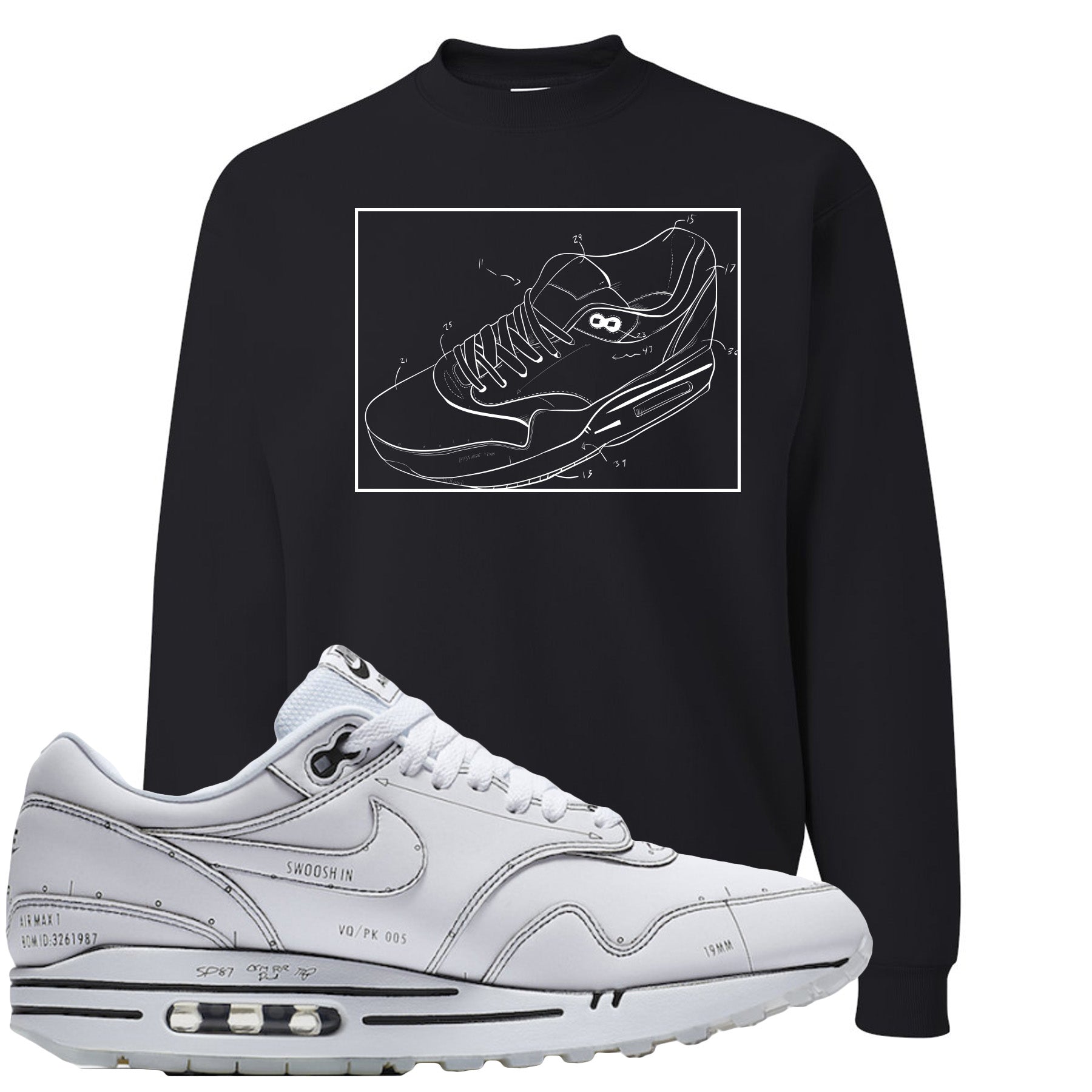 nike air max 1 sketch to shelf white