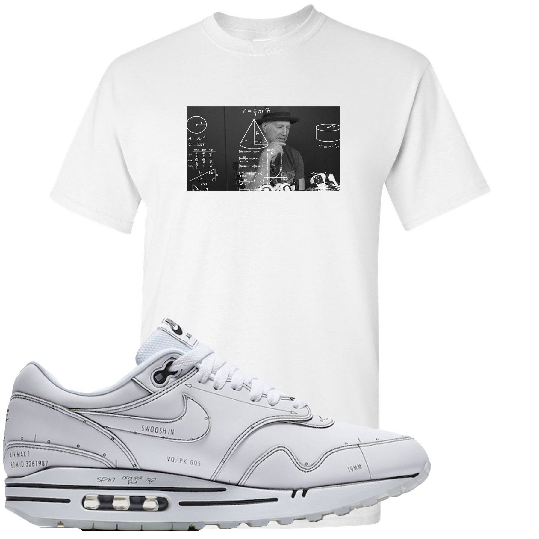 Nike Air Max 1 Sketch To Shelf White Sneaker Hook Up Tinker Thinker White T Shirt