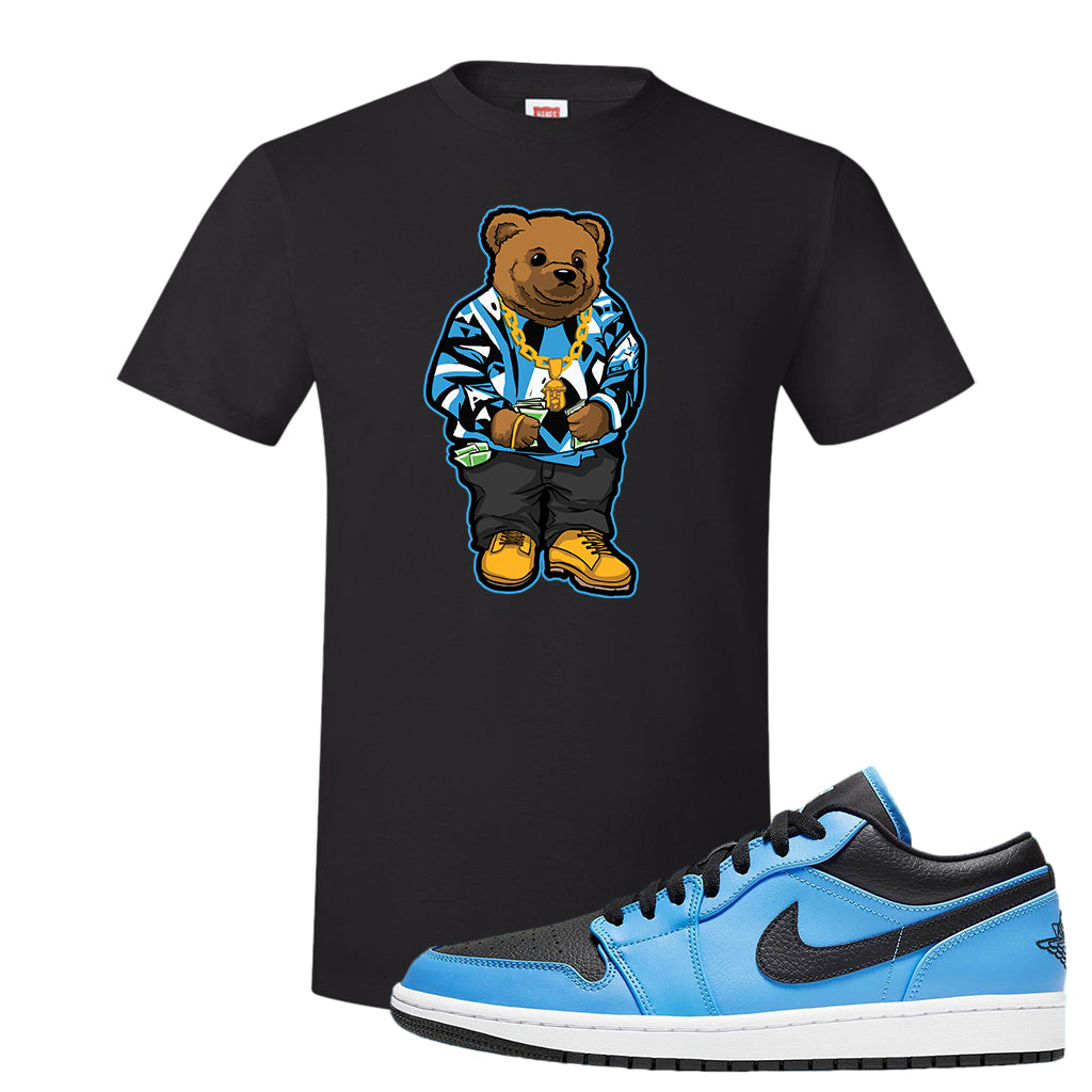 Air Jordan 1 Low University Blue Black T Shirt Sweater Bear Black Cap Swag