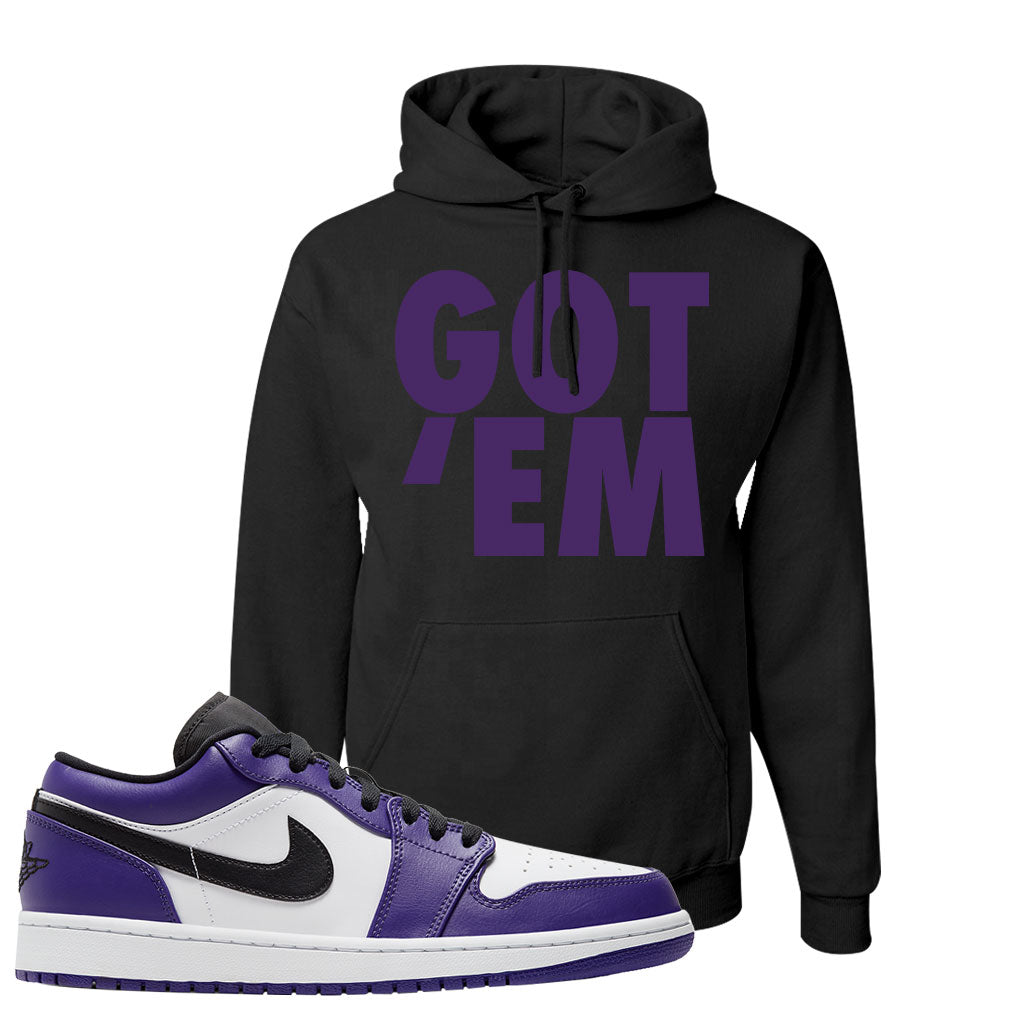 Air Jordan 1 Low Court Purple Hoodie Got Em Black Cap Swag