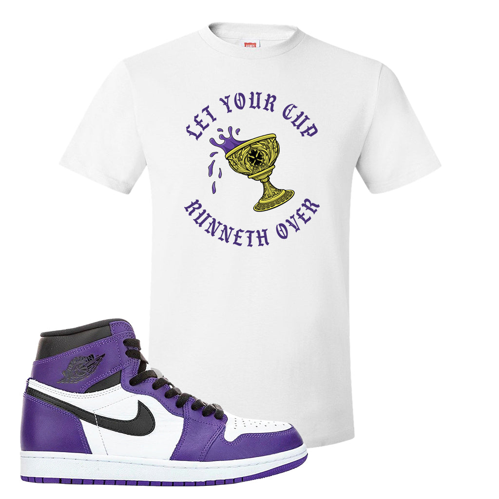 white and purple jordan shirt