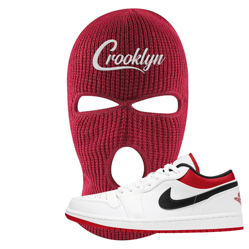 Air Jordan 1 Low White University Red Ski Mask Crooklyn Red Cap Swag