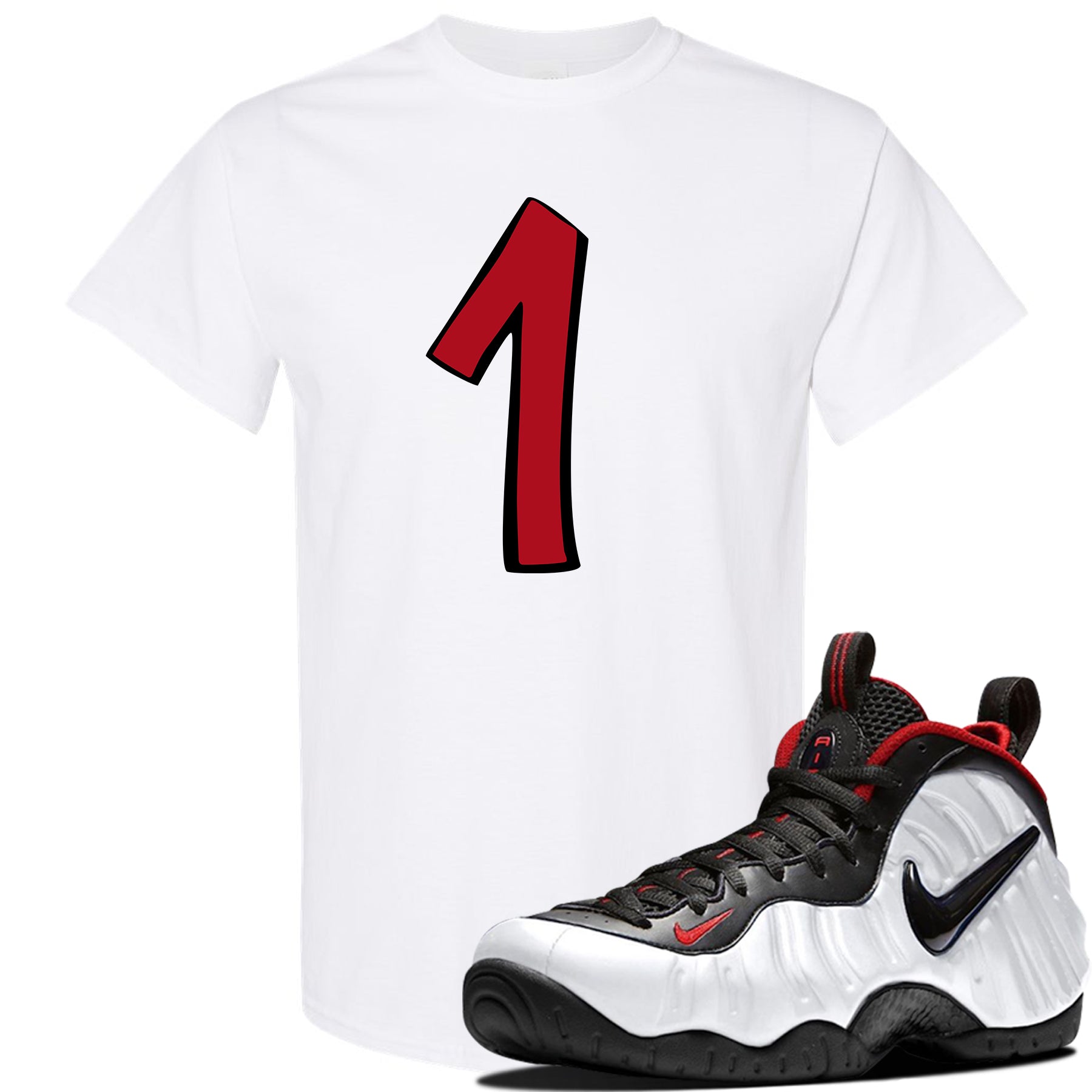 nike foamposite white black university red