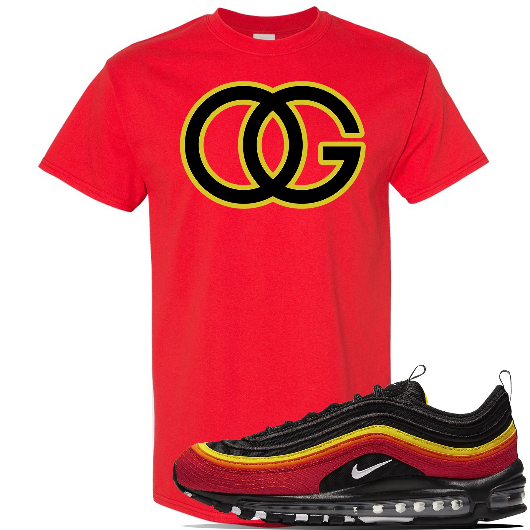 red black and gold nike shirt