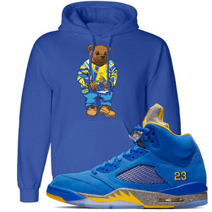 blue and yellow 5s outfit