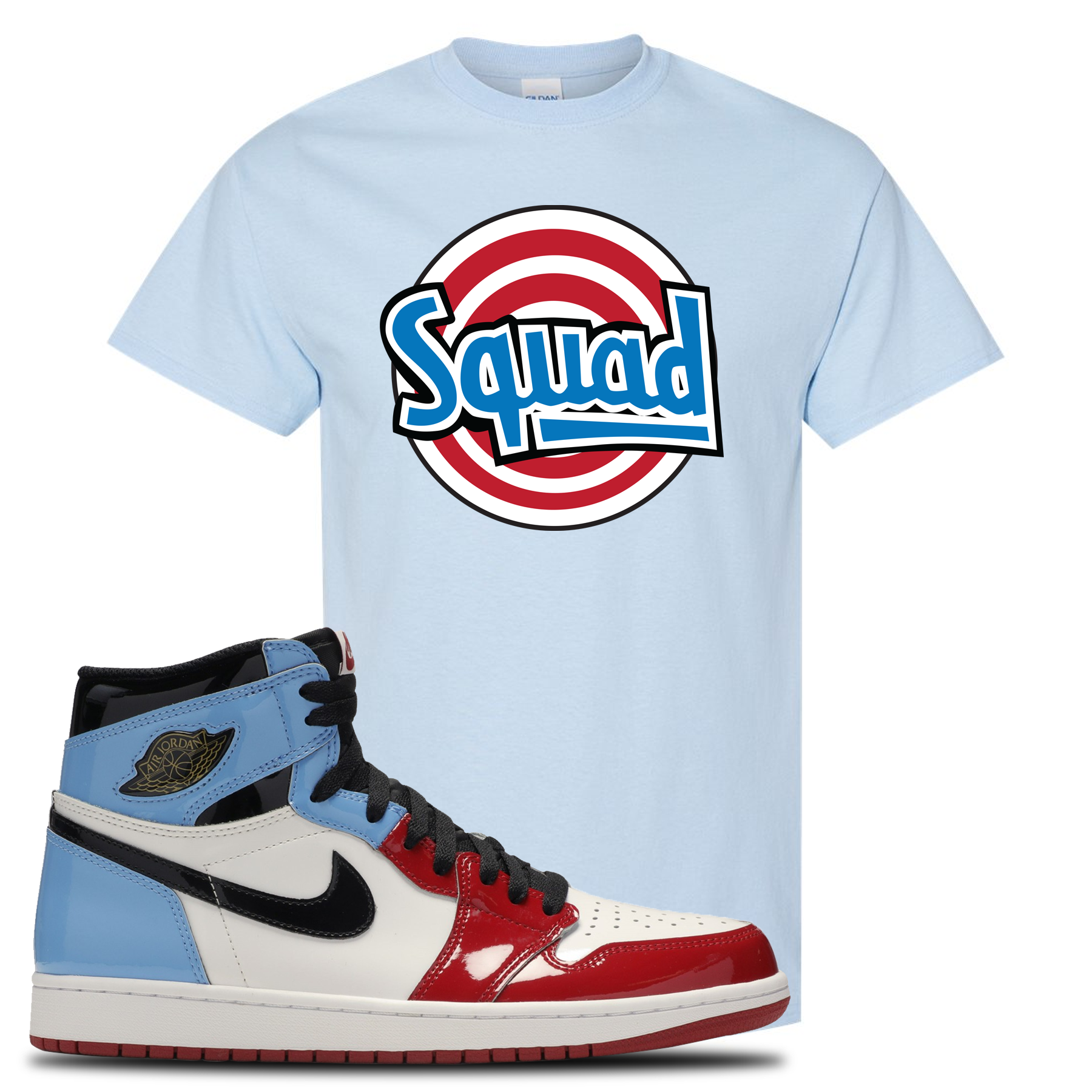 blue and red jordan shirt