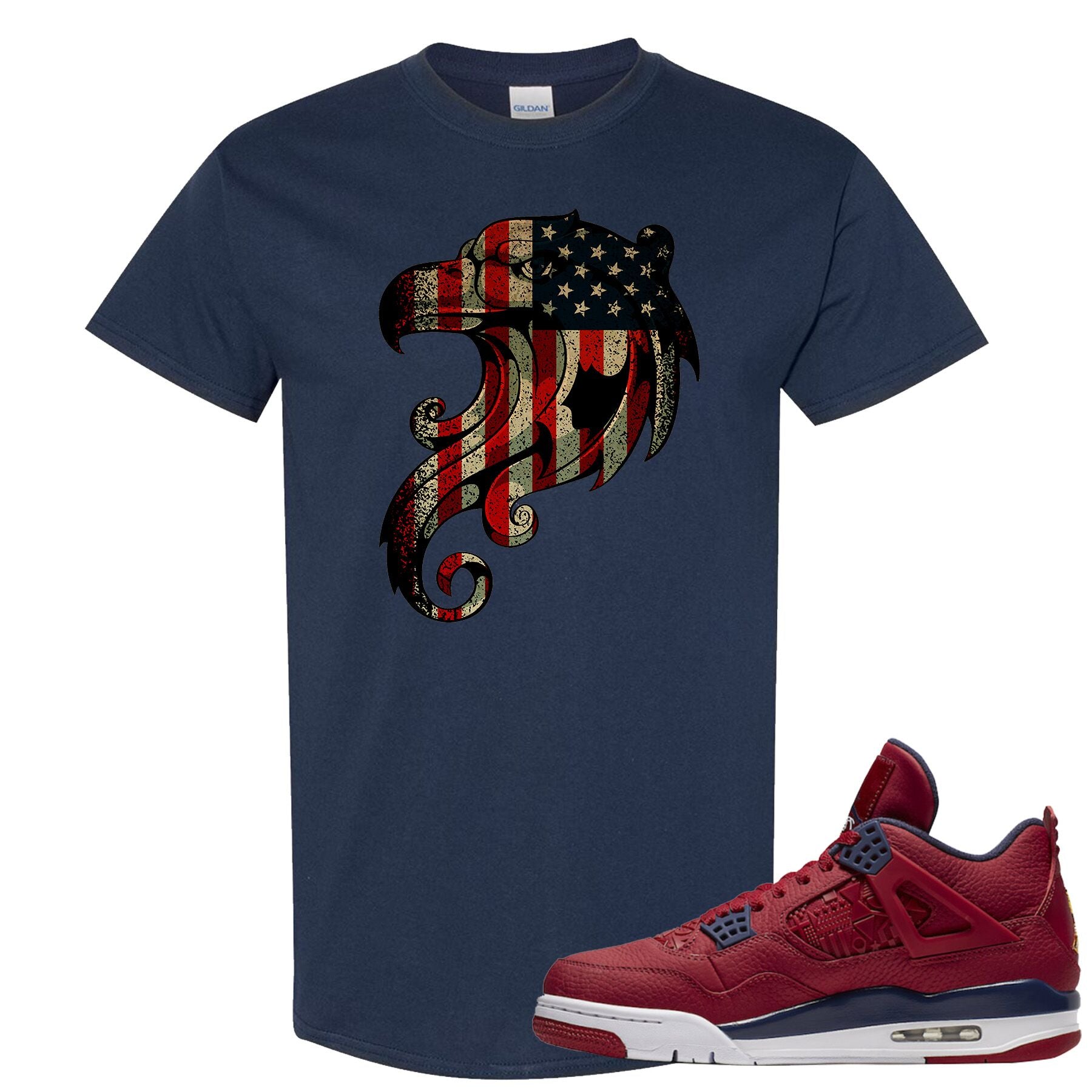 red and navy blue jordan shirt