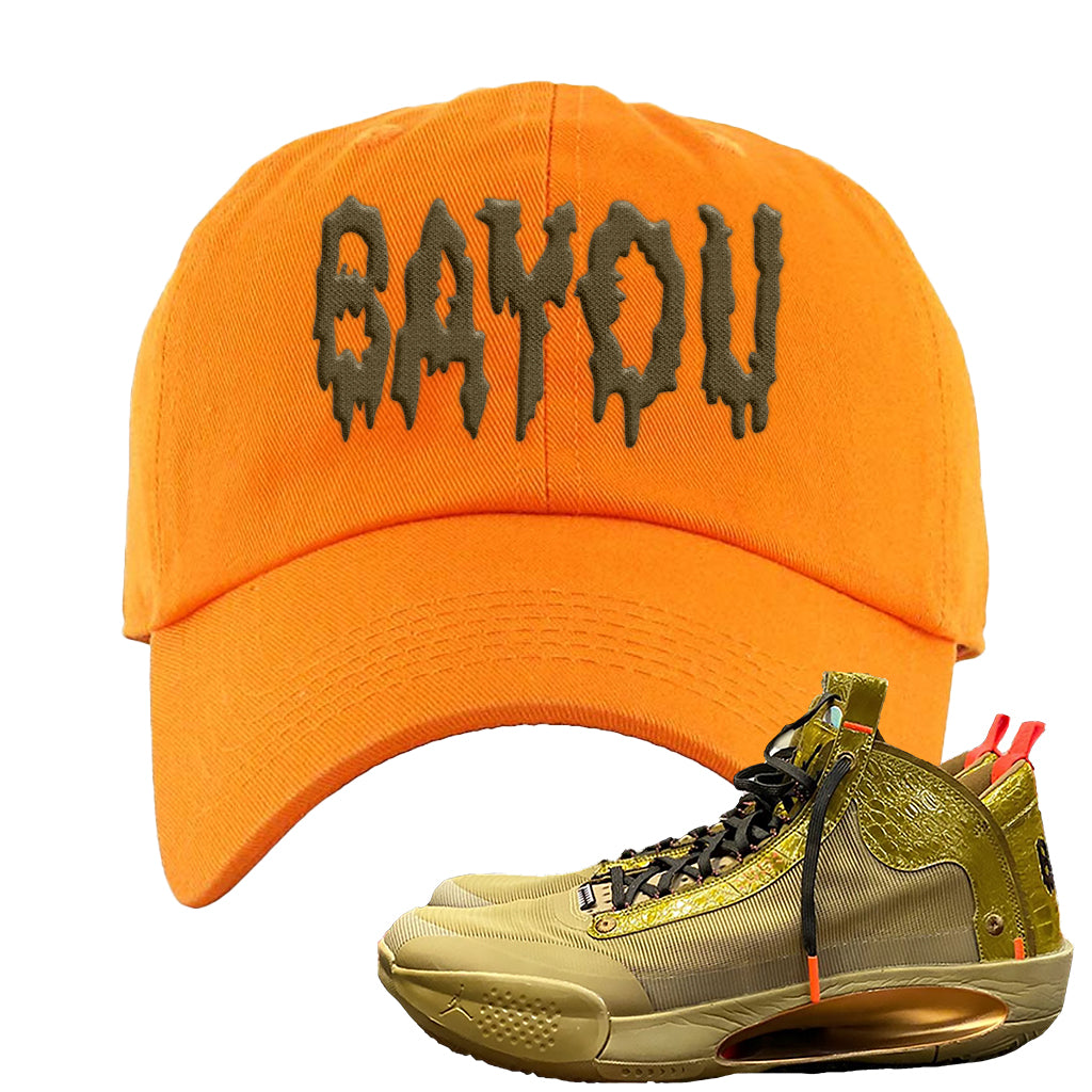 Jordan 34 X Zion Williamson Bayou Boys Pe Sneaker Orange Dad Hat Hat Cap Swag
