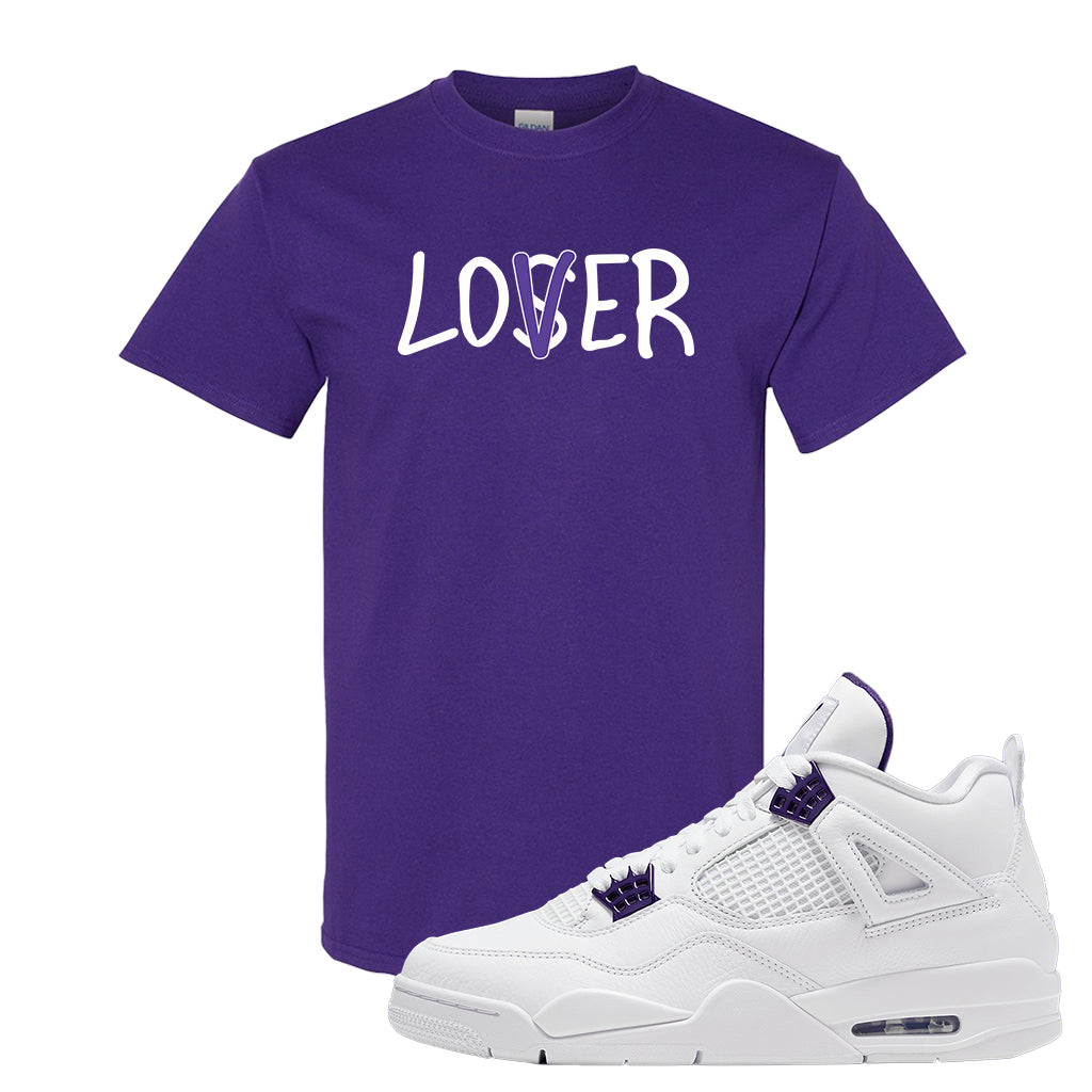 white and purple jordan 4 shirt