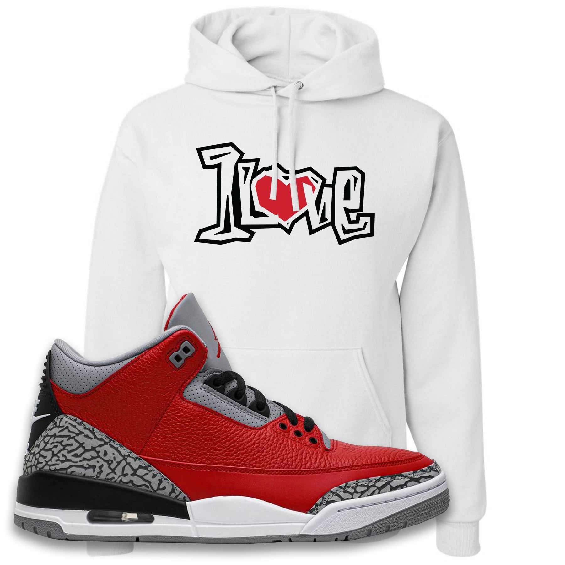 Jordan 3 Red Cement Hoodie | White, 1 