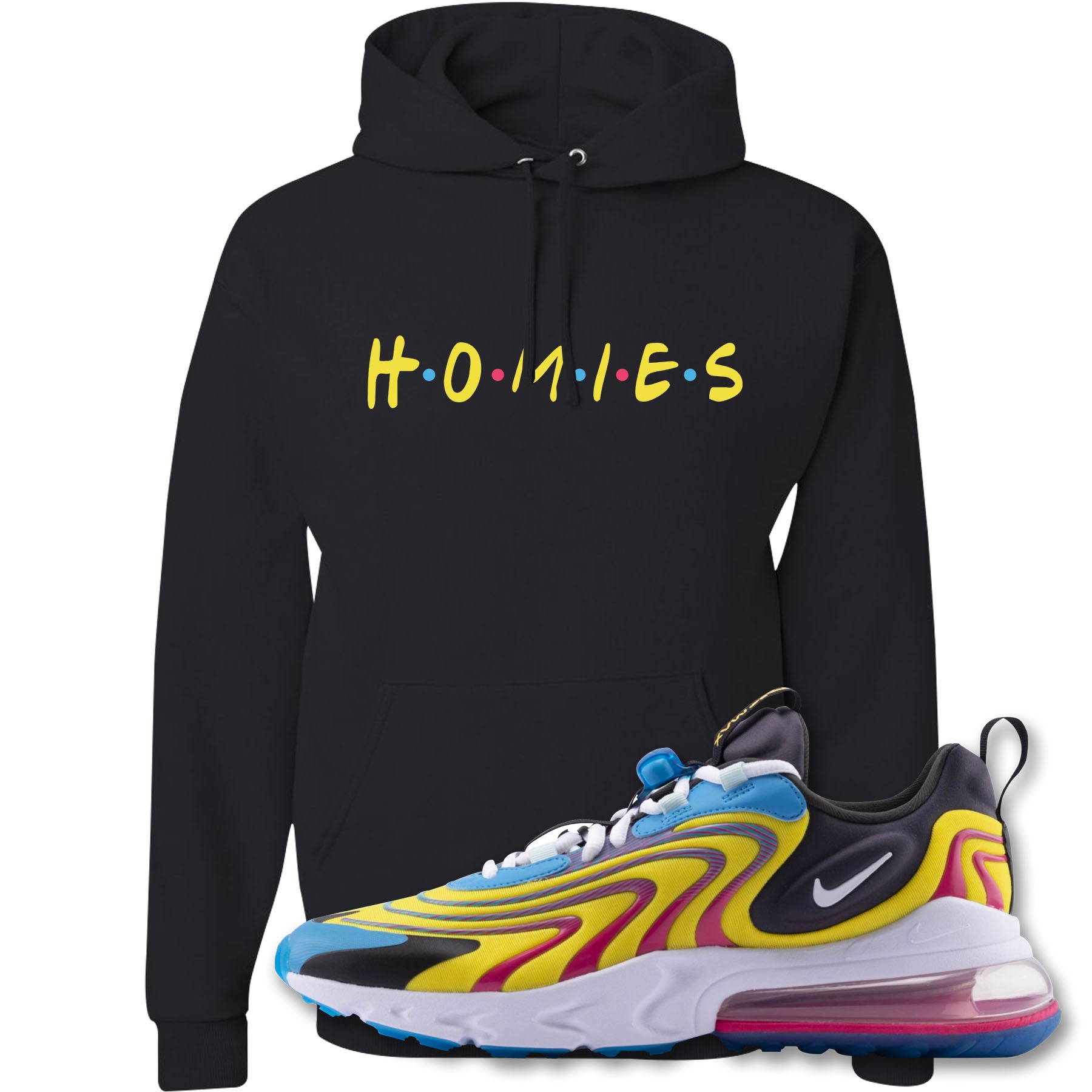 Homies Black Pullover Hoodie To Match Air Max 270 React Eng Laser Blue Cap Swag