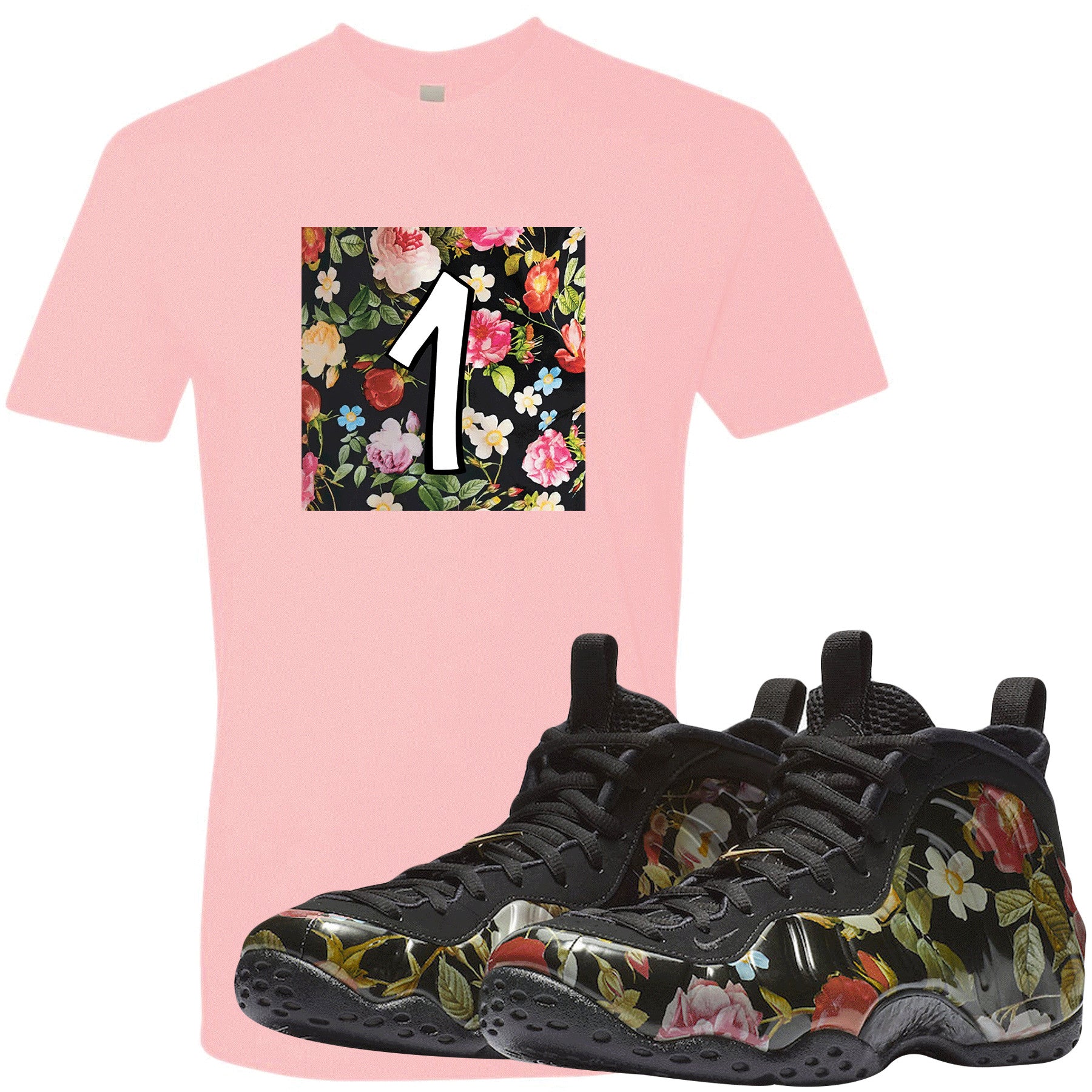 floral foamposite outfit