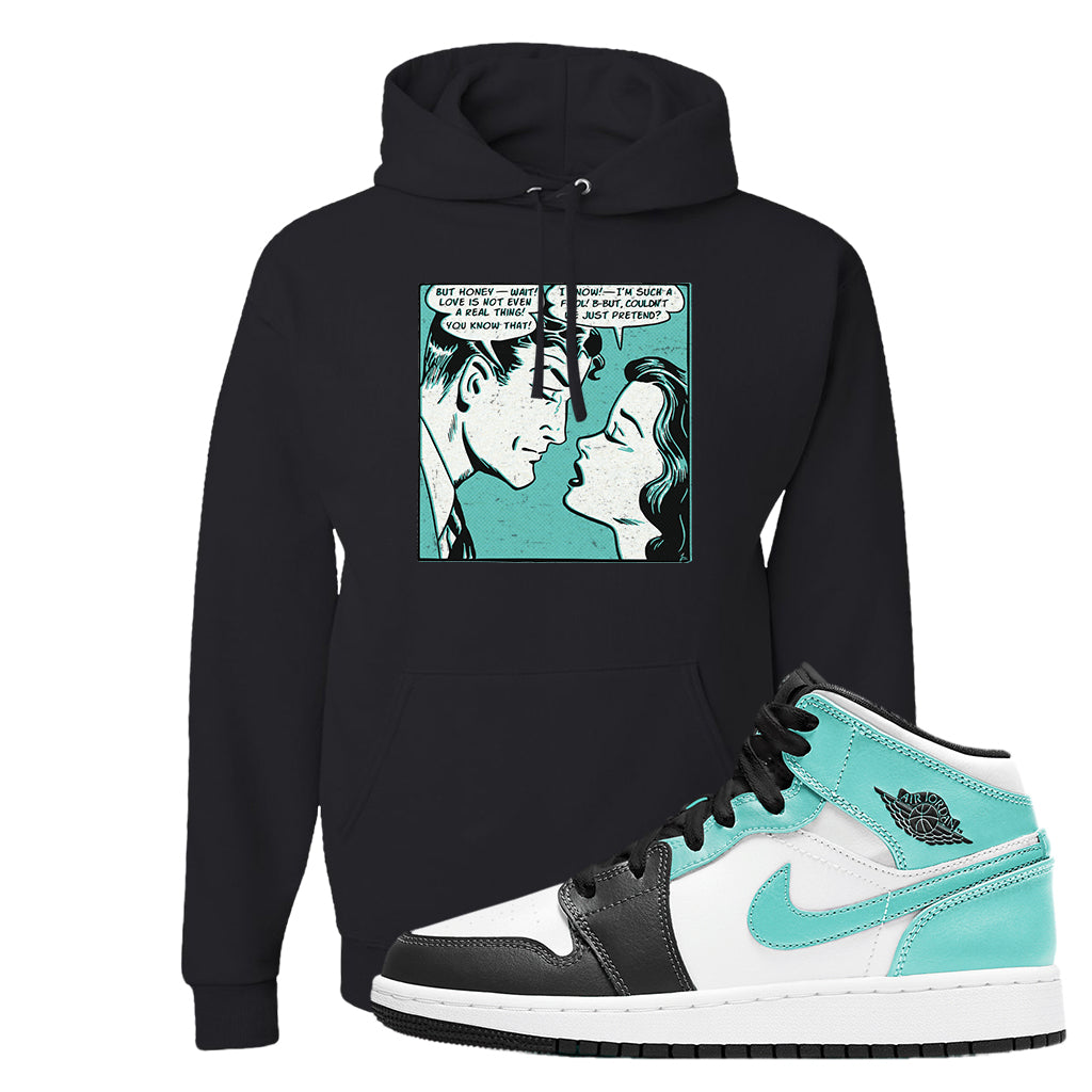 Air Jordan 1 Mid Island Green Igloo Hoodie Fake Love Comic Black Cap Swag