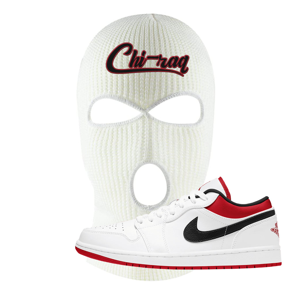Air Jordan 1 Low White University Red Ski Mask Chiraq White Cap Swag
