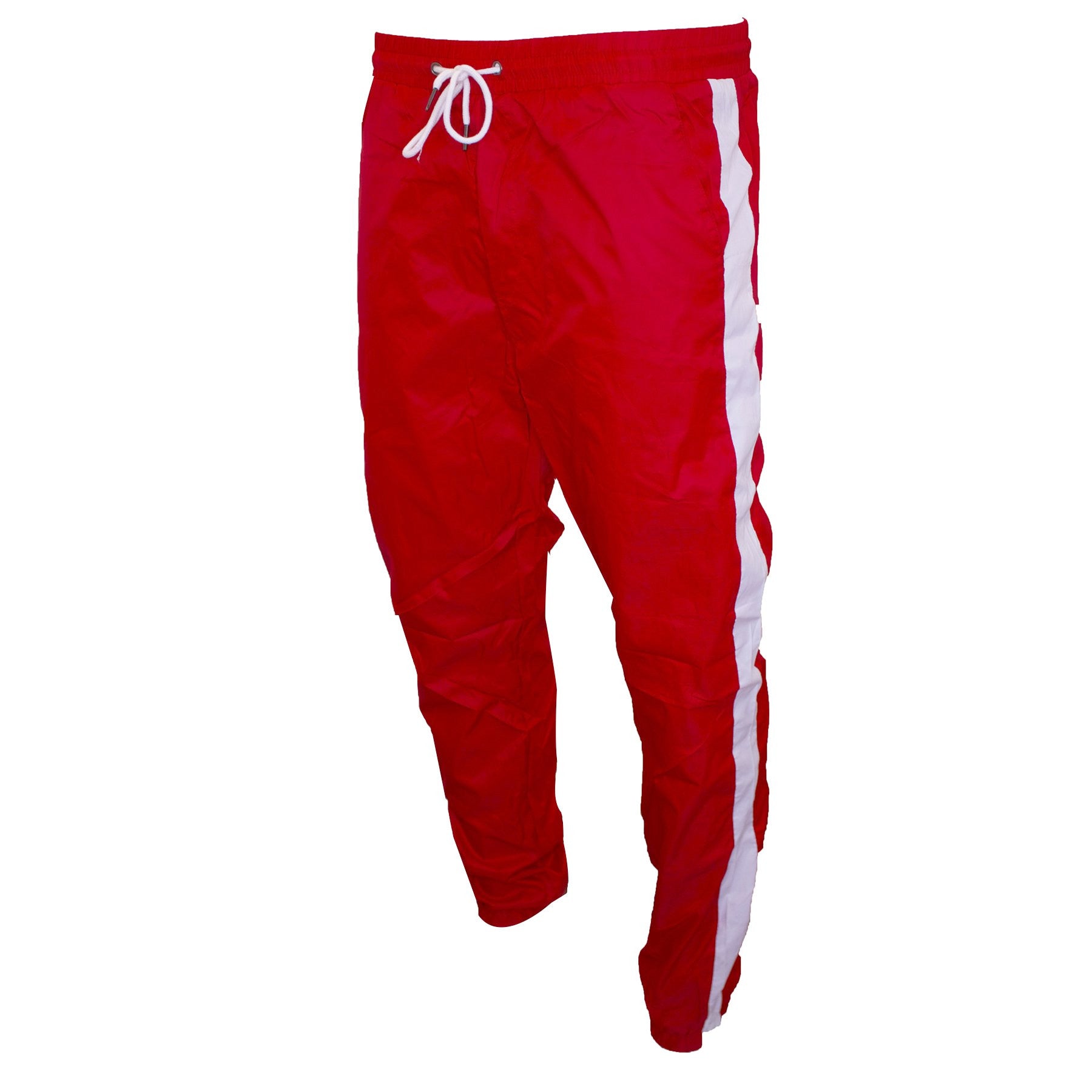 red and white striped track pants