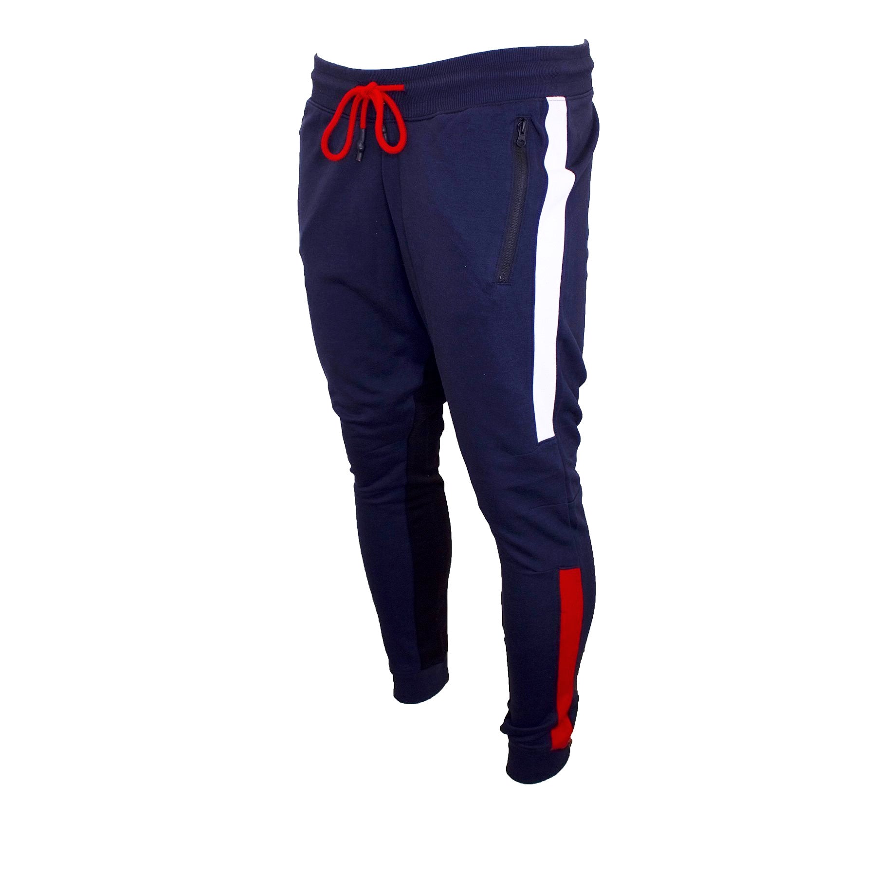 blue red and white track pants