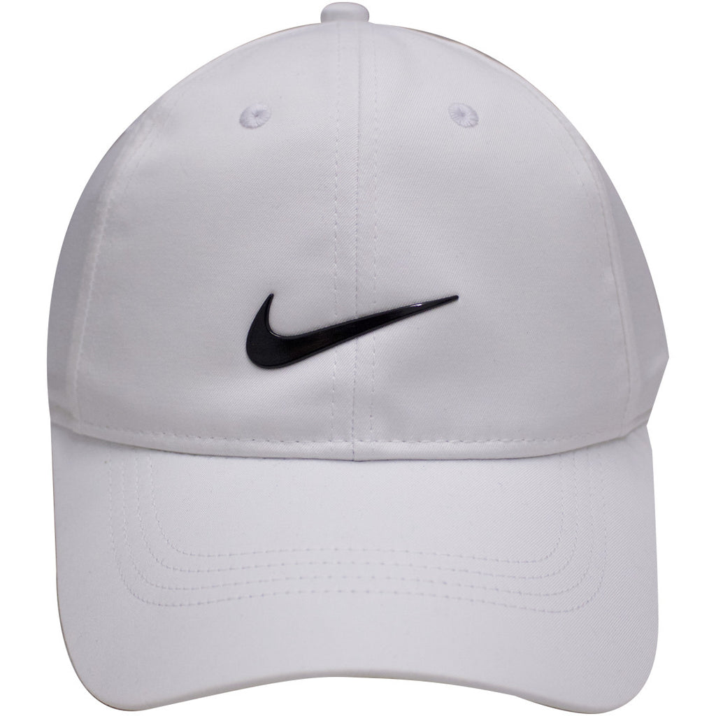 Nike Dri-FIT White with Black Swoosh Golf Dad Hat Baseball Cap – Cap Swag
