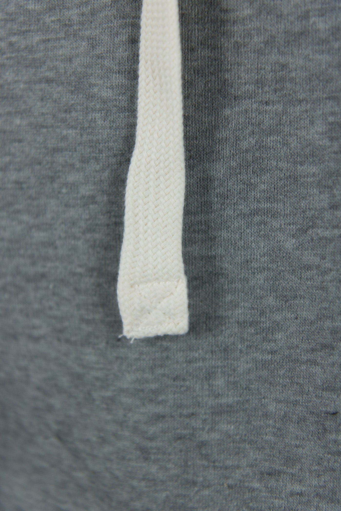 grey pullover hoodie with white strings