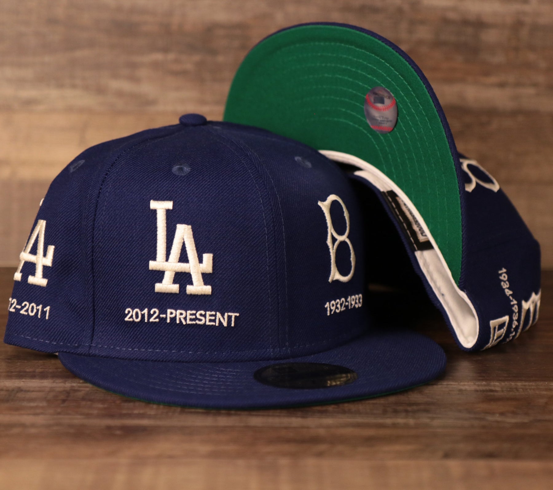 Los Angeles Dodgers Logo History Side Patch Fitted Hat Dodgers Blue Cap Swag