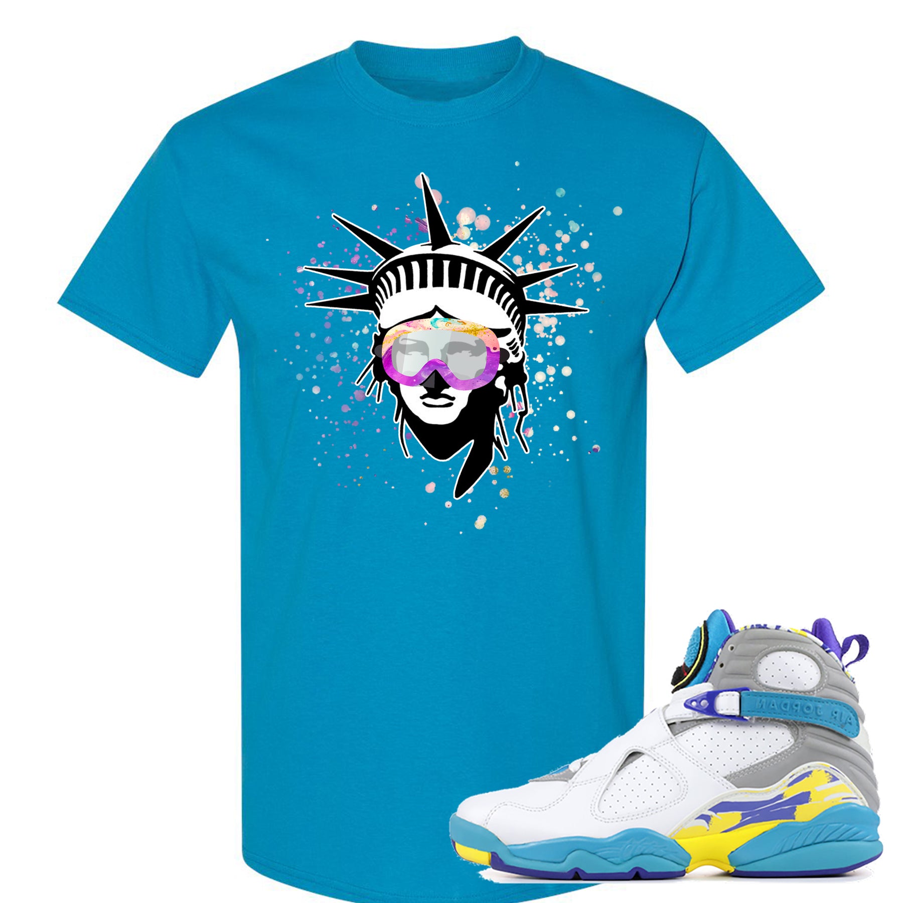 jordan 8 white aqua shirt