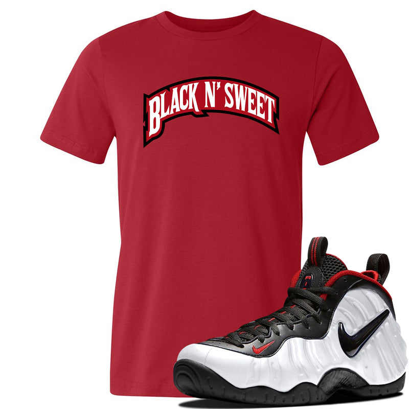 nike air foamposite pro white black university red shirt