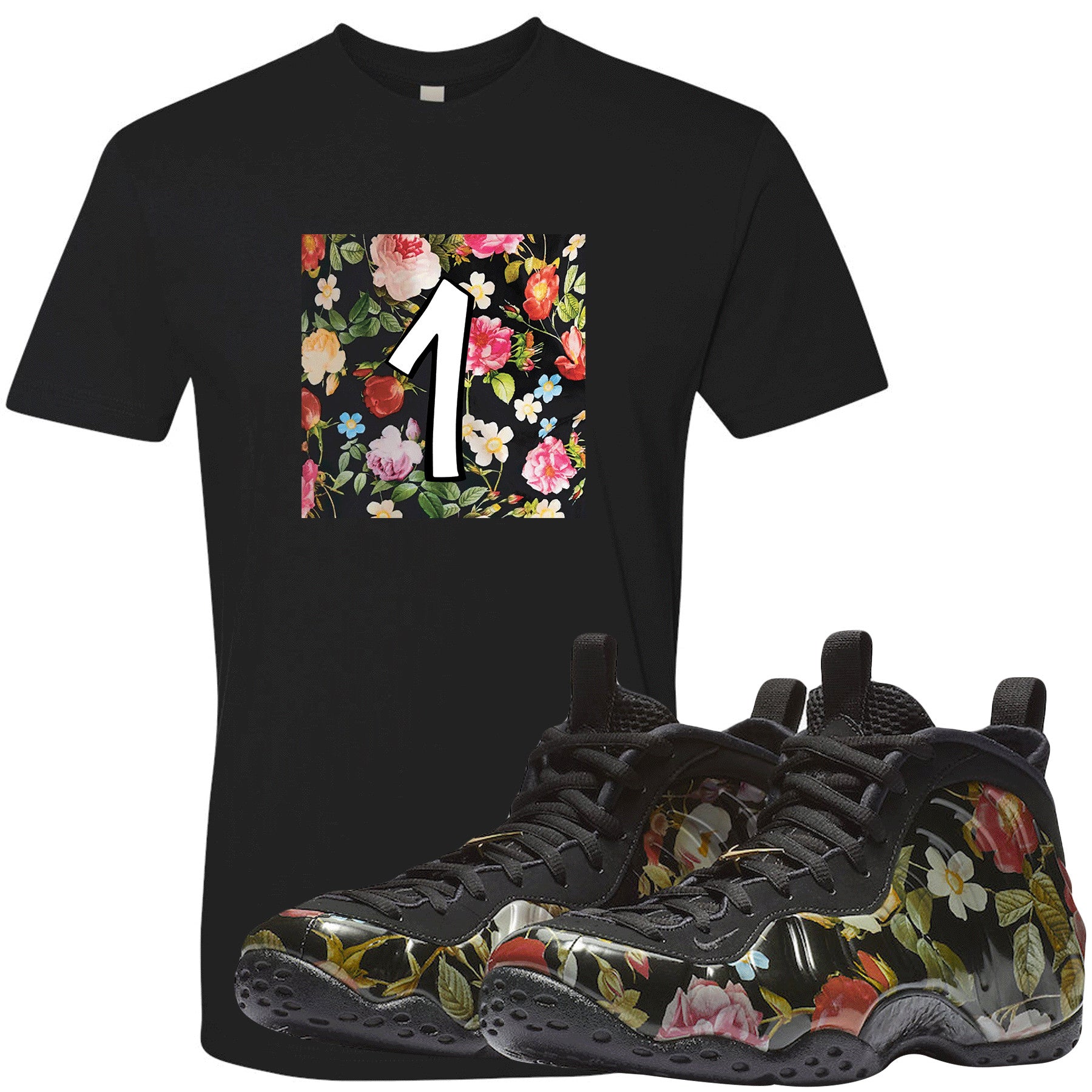 floral foamposite outfit