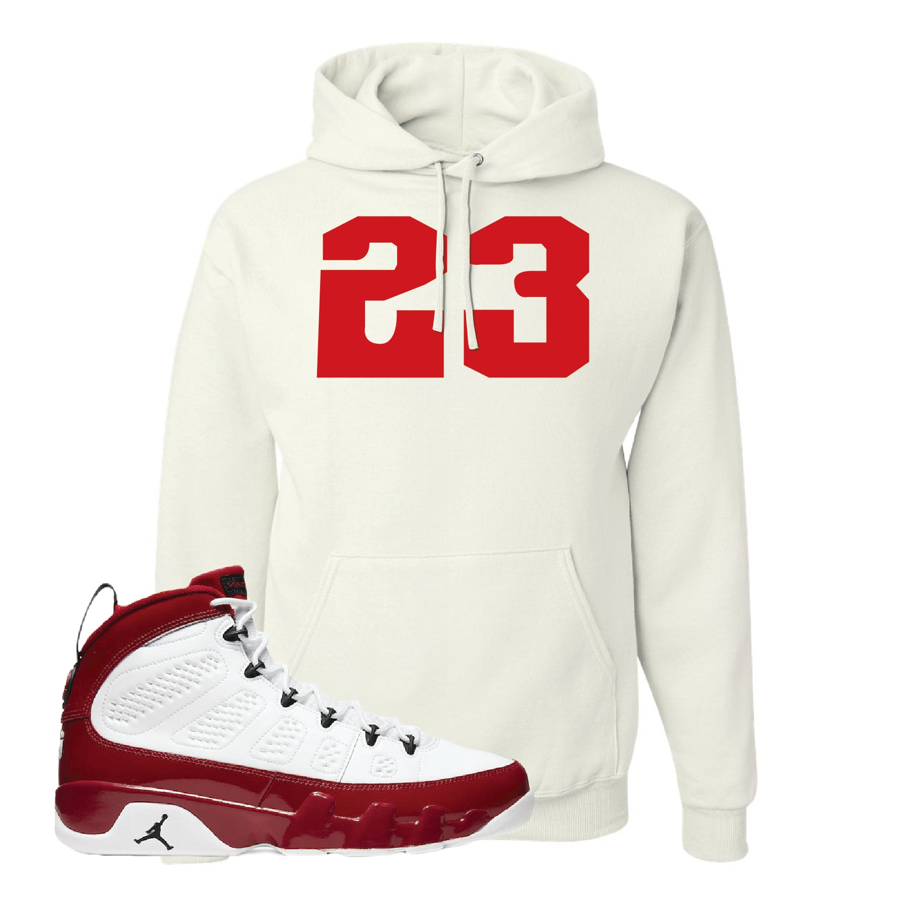 Air Jordan 9 Gym Red Hoodie | Jordan 9 23, White – Cap Swag
