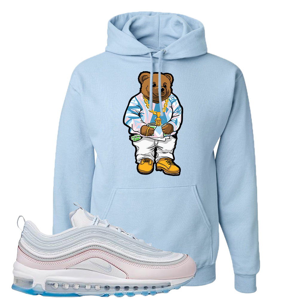 Air Max 97 Diy Flare Hoodie Light Blue Sweater Bear Cap Swag