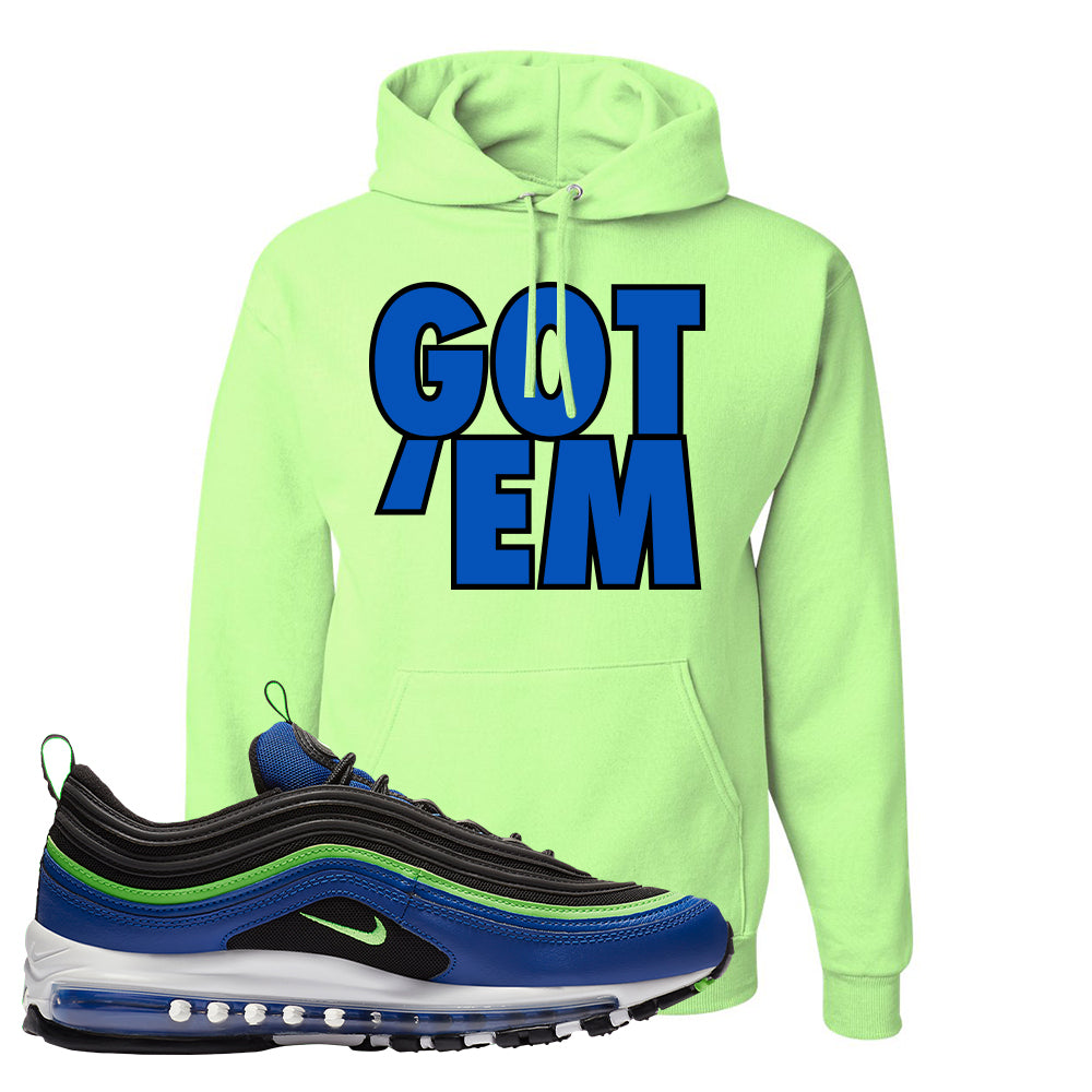 blue and neon green air max