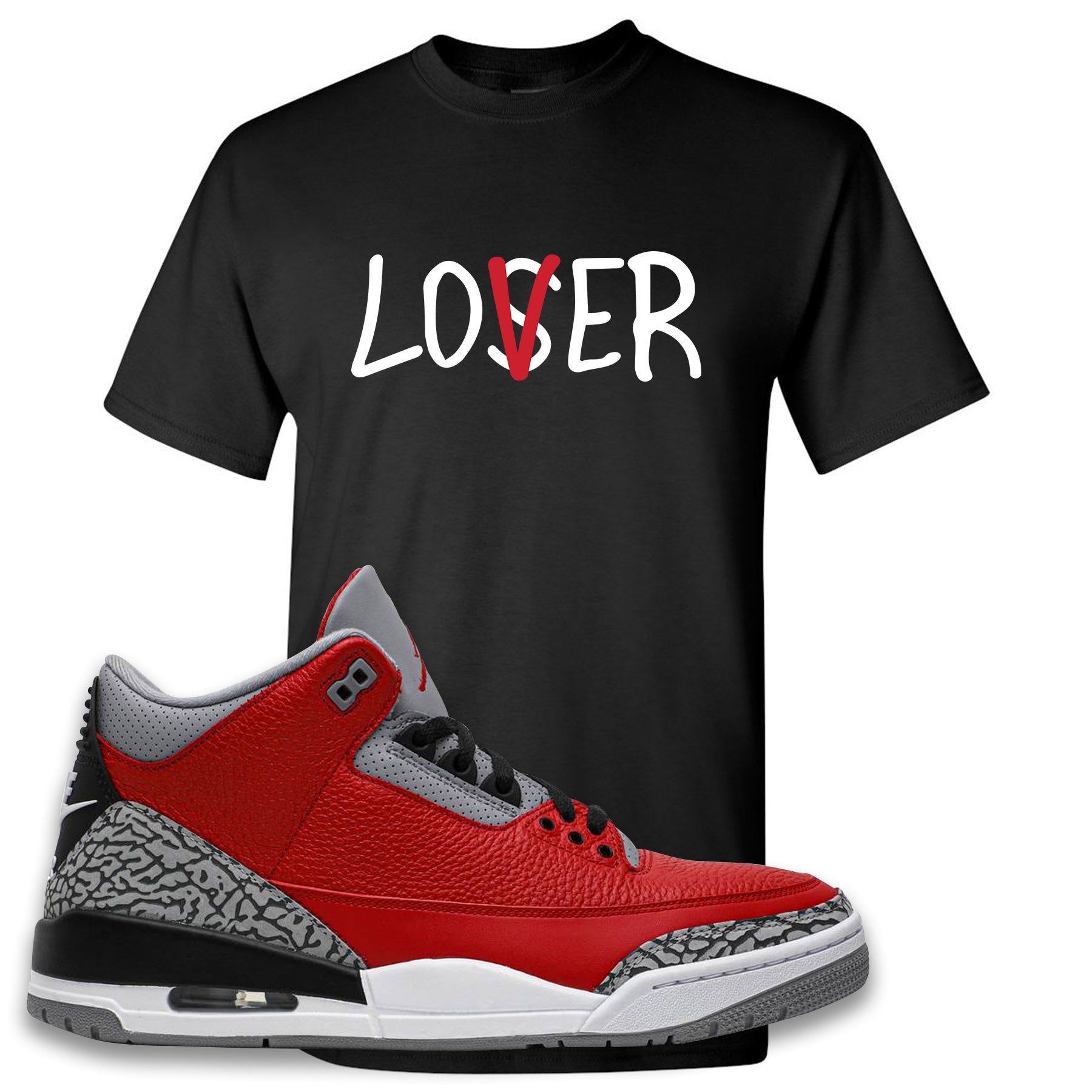 Jordan 3 Red Cement T-Shirt | Black 