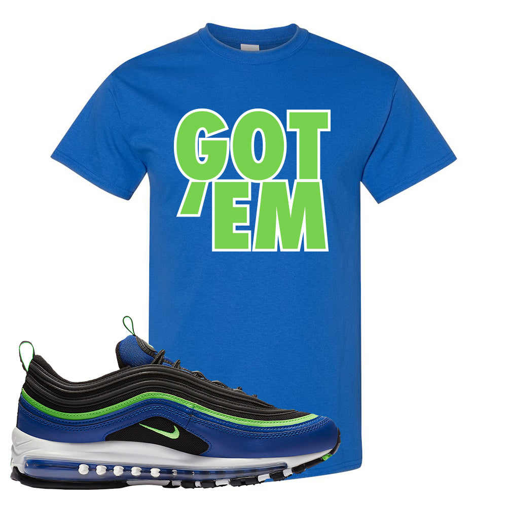 blue green air max 97