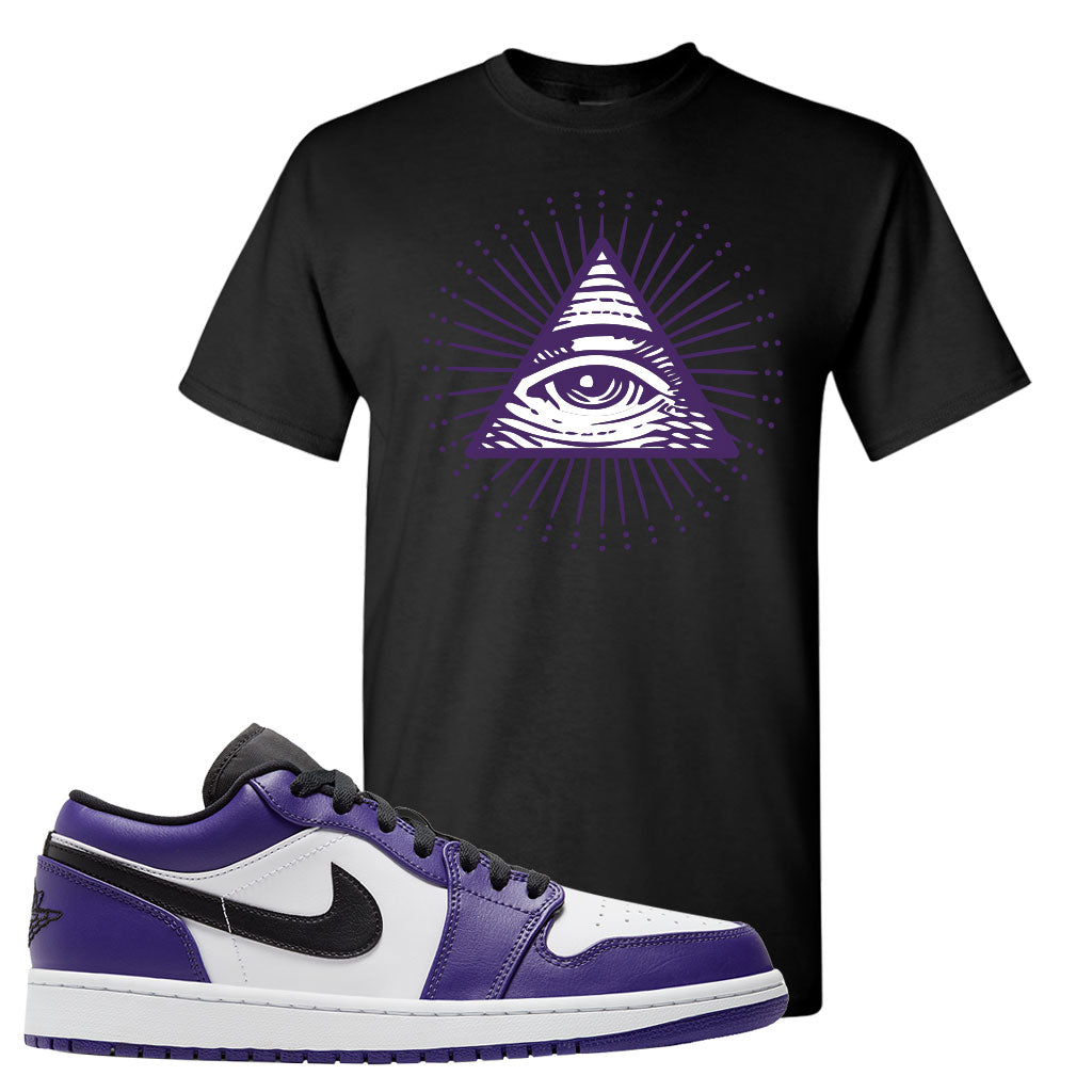Air Jordan 1 Low Court Purple T Shirt All Seeing Eye Black Cap Swag