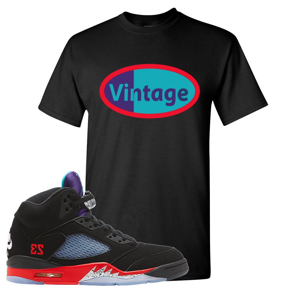 Air Jordan 5 Top 3 T Shirt Black Vintage Oval Cap Swag