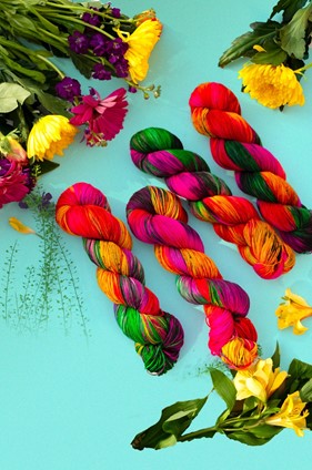 yarn, flowers