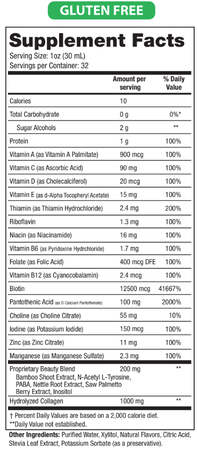 supplement facts panel - liquid collagen