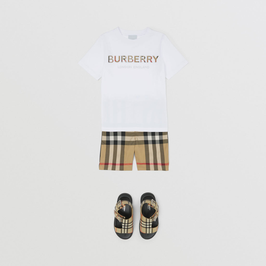 Burberry White Embroidered Logo Cotton T-shirt – Petit Pont