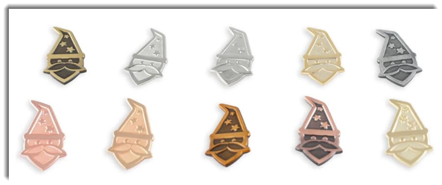 Image showing ten different plating options for enamel pins
