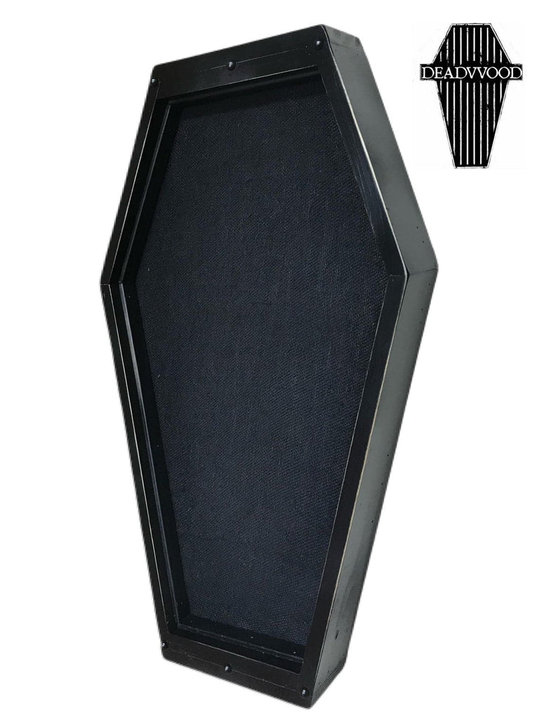 Coffin-shaped enamel pin display