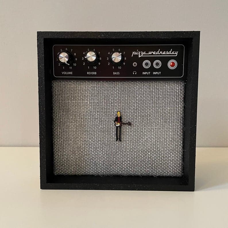 Amplifier-shaped enamel pin display