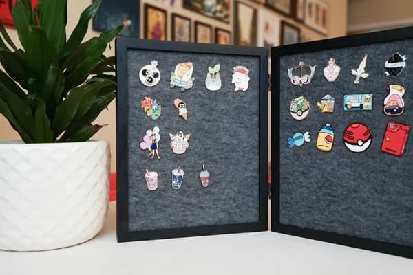 folding picture frame enamel pin display