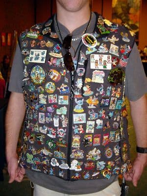 Vest filled with Disney enamel pins