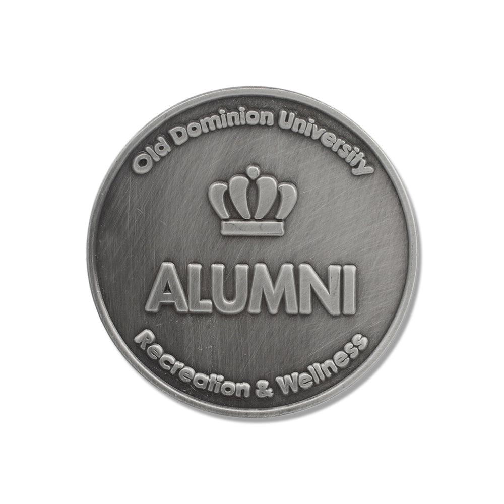 custom challenge coin with antique silver plating for college alumni