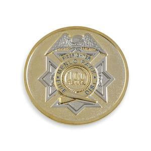 two-tone metal challenge coin with silver and gold shiny metal