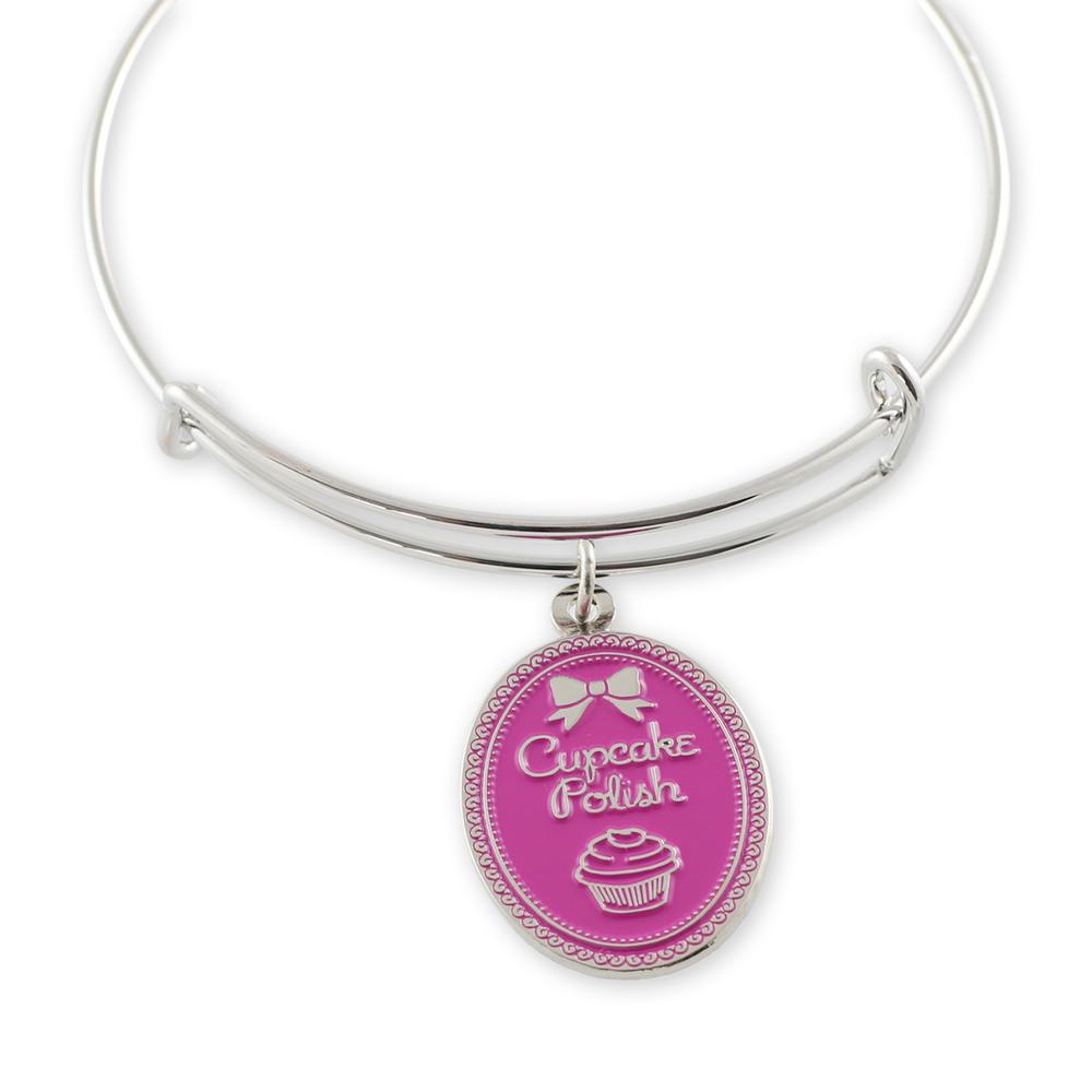 Custom Pink Charm Alex and Ani style bangle bracelet 