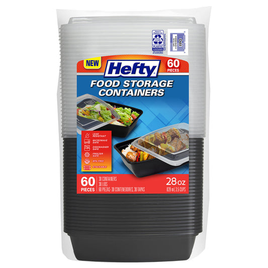 Hefty Earthchoice 3-Compartment Hinged Lid Containers, 9 (50 ct