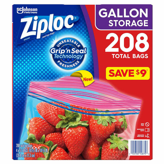 Ziploc Freezer Food Bags Variety Pack 347 Bags Zip Seal